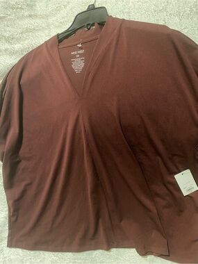 Nine West V-Neck Wrap-Front Top in Burgundy